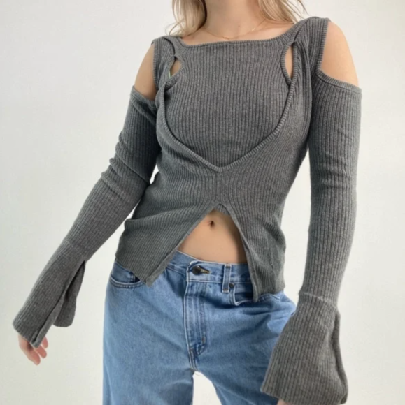 Cold Shoulder Knit Sweaters